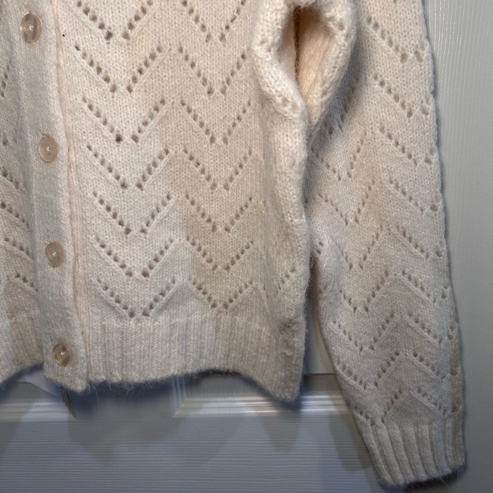 Gap Cream Openwork Knit Button-Front Cardigan - image 7